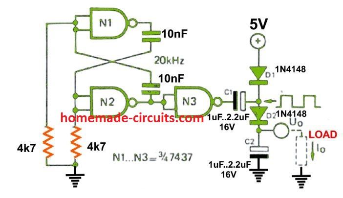 5 V naar 10 V converter voor TTL-circuits