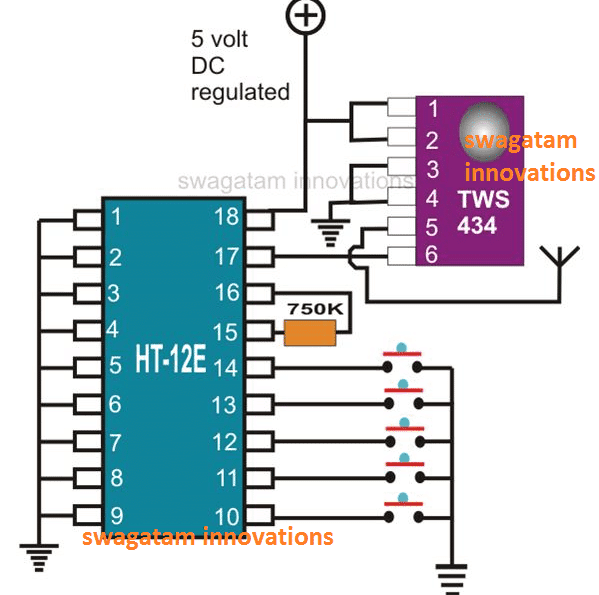 433MHz RF Transmitter Module Pinout detaljer