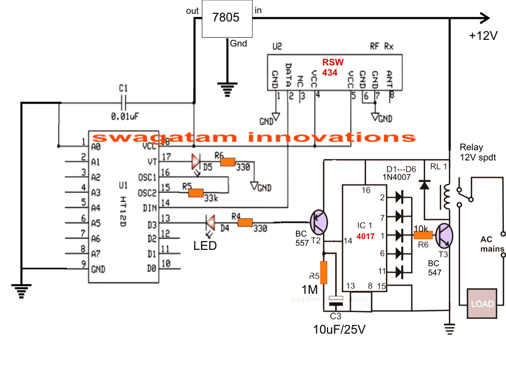 433 MHz RF 8 apparater Transmitter Circuit