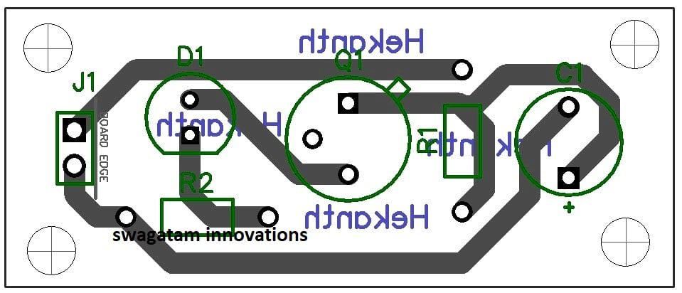 conception de carte PCB de clignotant à transistor unique
