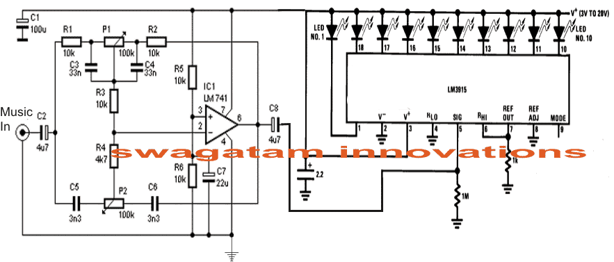 シンプルなオーディオスペクトラムアナライザ回路