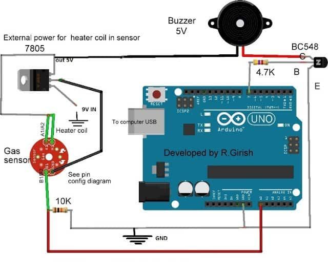 Arduino MQ-135 Сензор за качество на въздуха работи и свързва