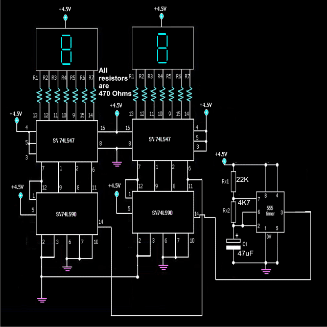 2 circuitos de contador de frequência simples