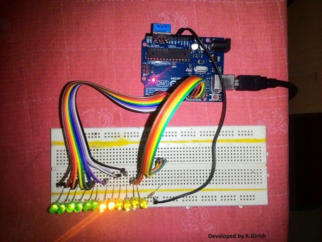 fungerende prototype af LED Room Thermometer Circuit