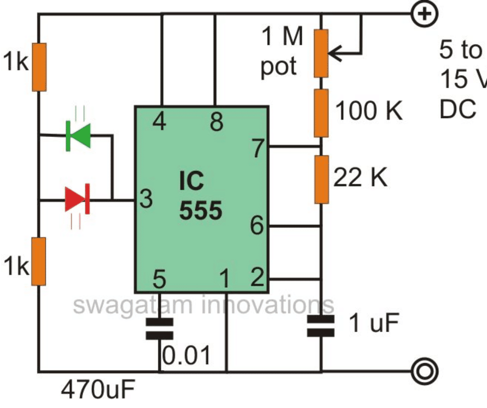Circuito alternativo de pisca-pisca de LED usando IC 555