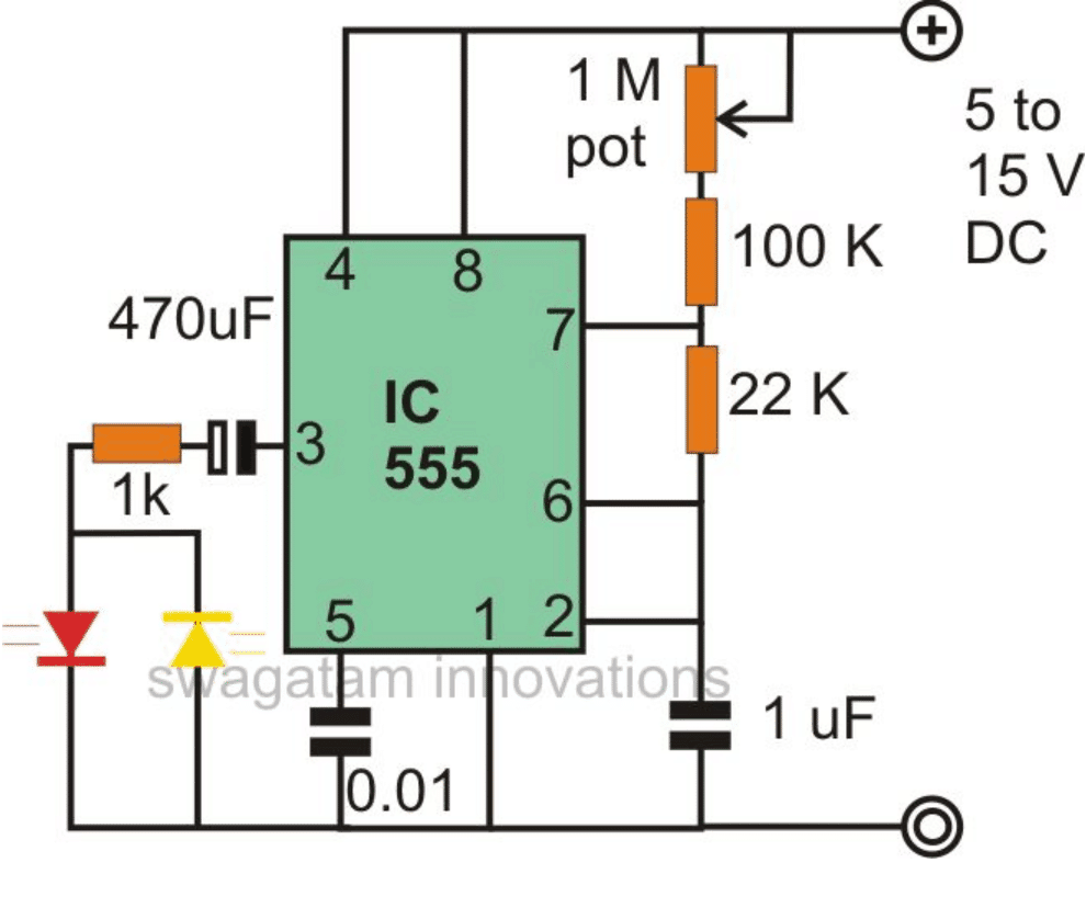 Circuito LED fader usando IC 555