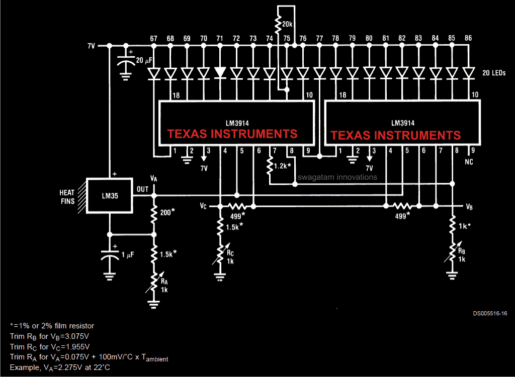 Realizza questo circuito indicatore di temperatura con display LED sequenziale