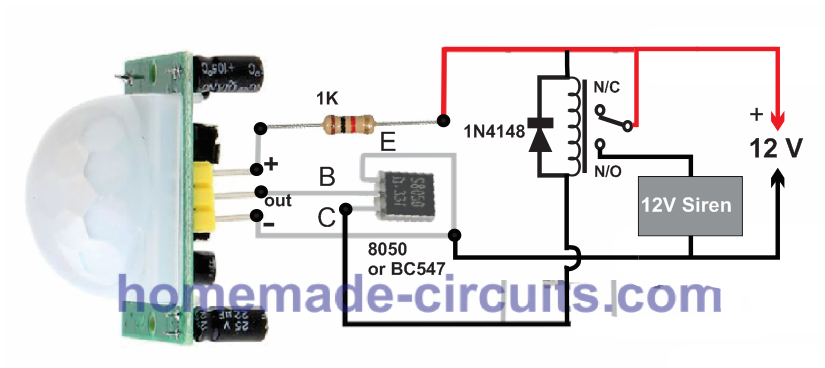 Circuit de seguretat antirobatori de seguretat del sensor de moviment PIR