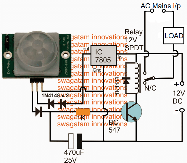 PIC liikumisanduri vooluring, kasutades ühte transistorit