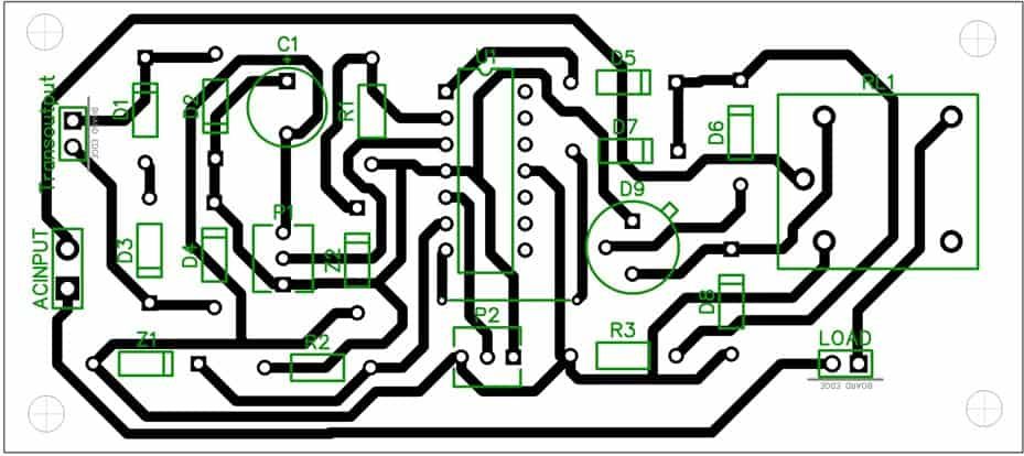 Layout PCB del circuito di interruzione dell