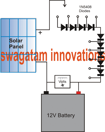 cargador solar más simple que usa solo diodos