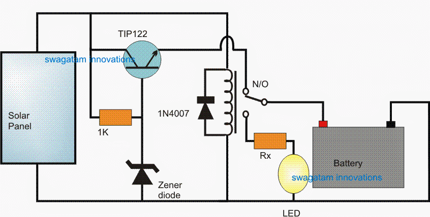 Kinokontrol ng relay ang Awtomatikong Solar Light Circuit