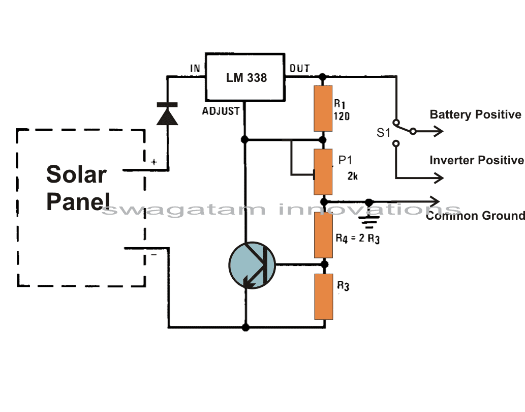 Схема на регулатора на напрежението на слънчевия панел