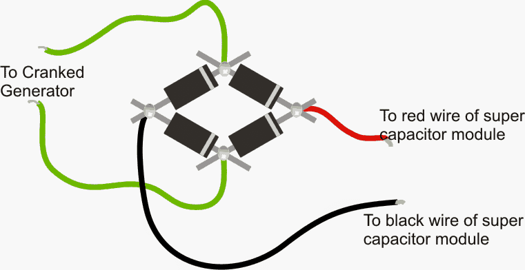 Sådan forbindes bro ensretter med super kondensator