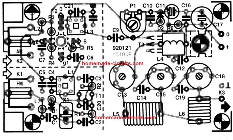 Layout de componente de PCB do transmissor de 27 MHz