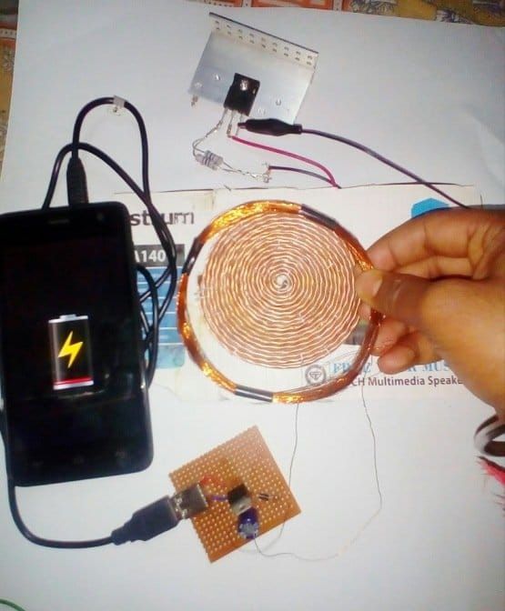 resultados do teste do circuito do carregador de celular sem fio
